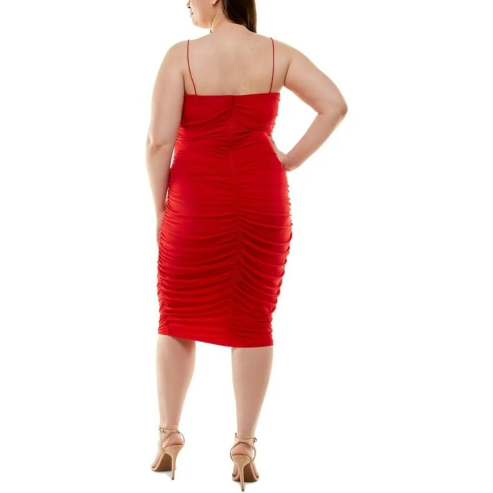 Red Rouched Dres - Picture 2 of 3